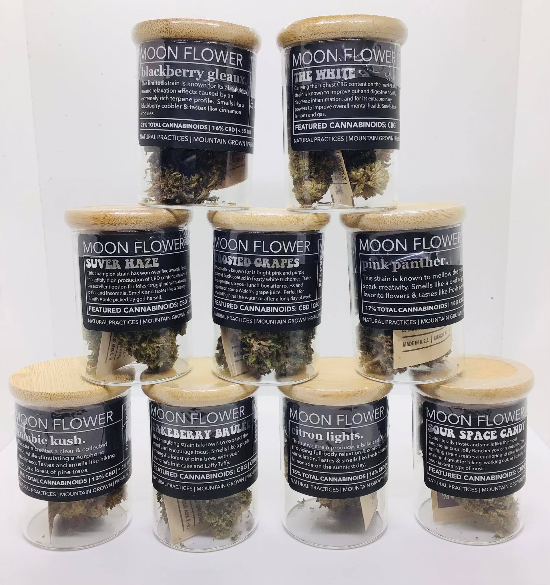 Moonflower Hemp Flower Jars Love & Canna Co.